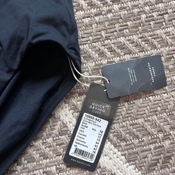 Seafolly Deep V Wide Strap One Piece Swimsuit sz 12 - Picture 4 of 5